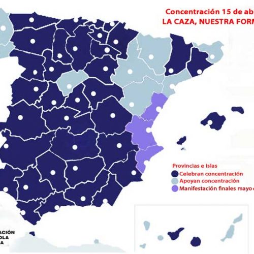 El mapa de España se pinta de azul en defensa de la caza