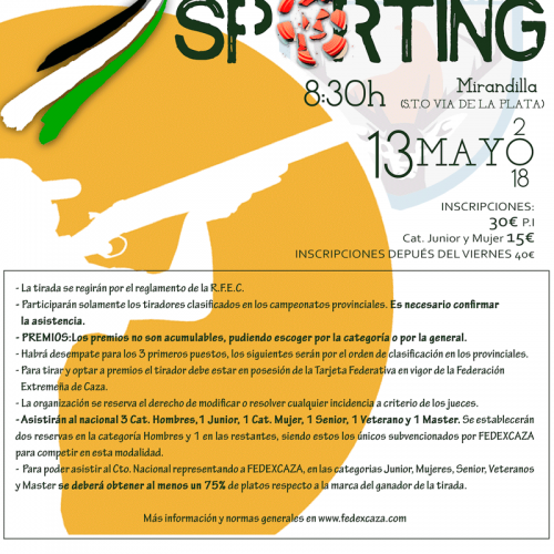 Campeonato de Extremadura de Compak Sporting el 13 de mayo en Mirandilla
