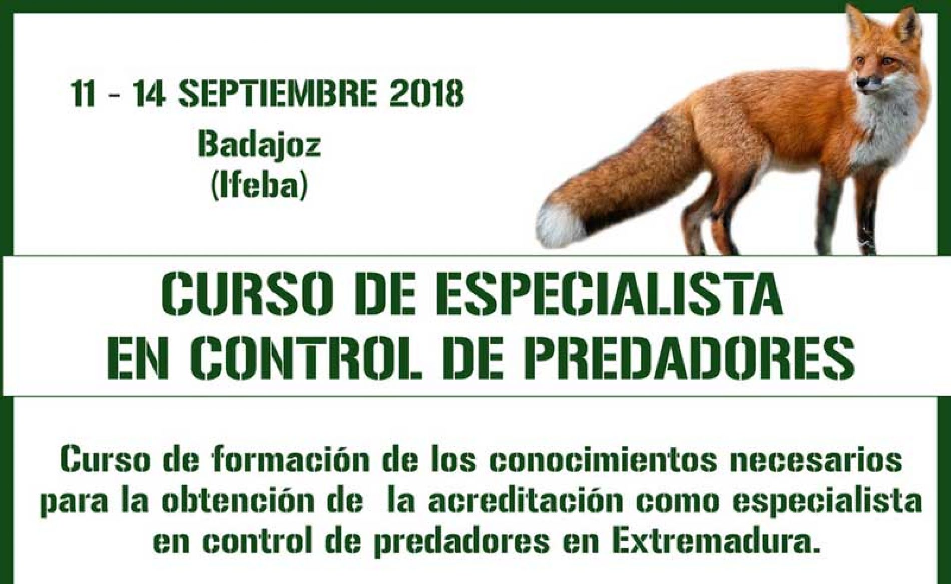 Badajoz acogerá un septiembre un curso de especialista en control de predadores