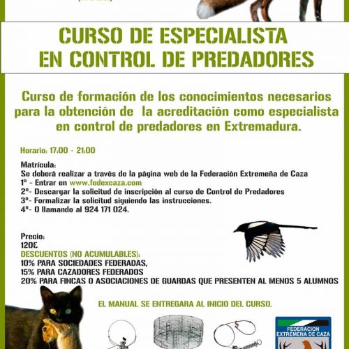 FEDEXCAZA impartirá un nuevo curso de especialista en control de predadores en FECIEX 2019