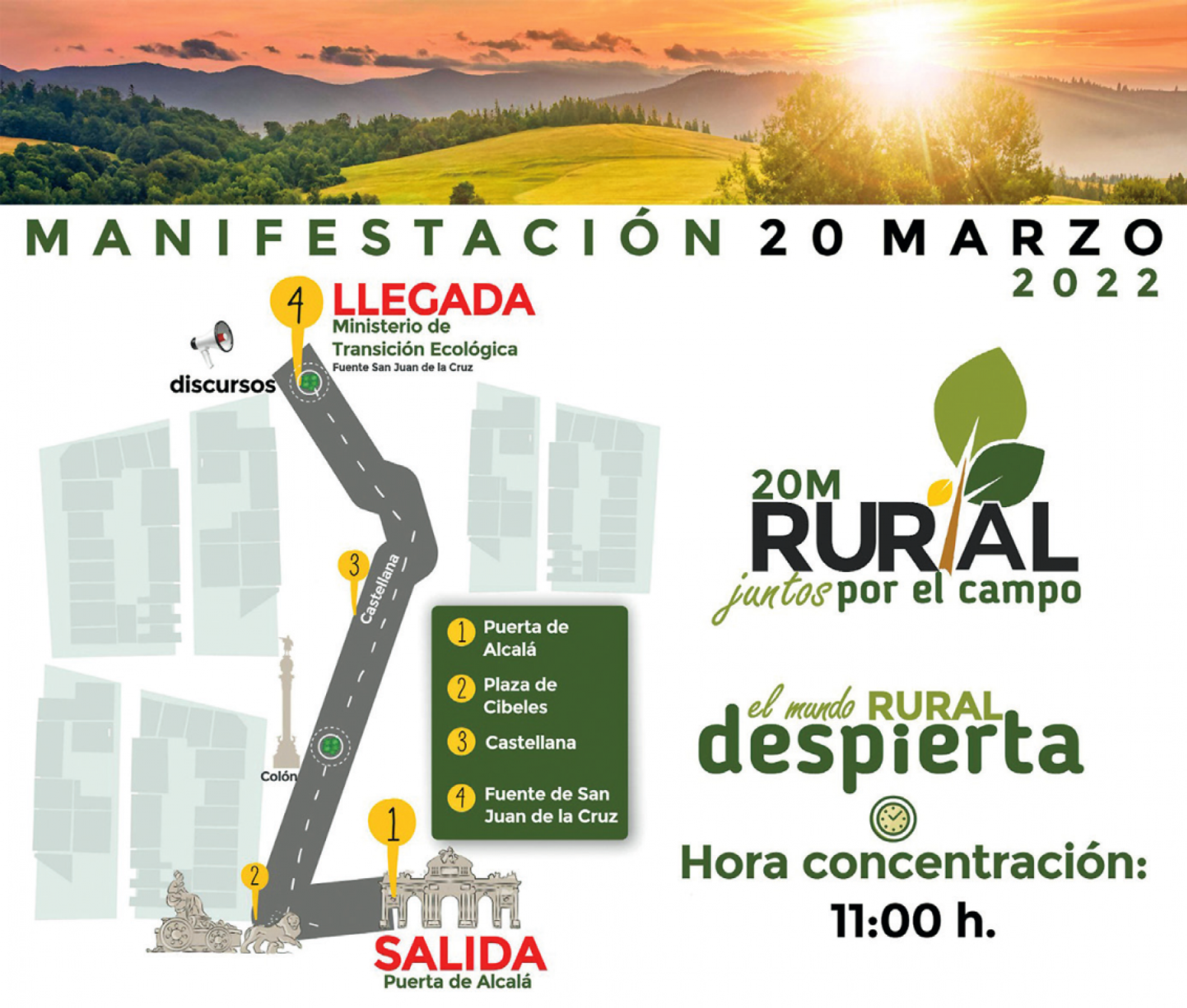 Este será el recorrido de la manifestación del 20MRural por las calles de Madrid