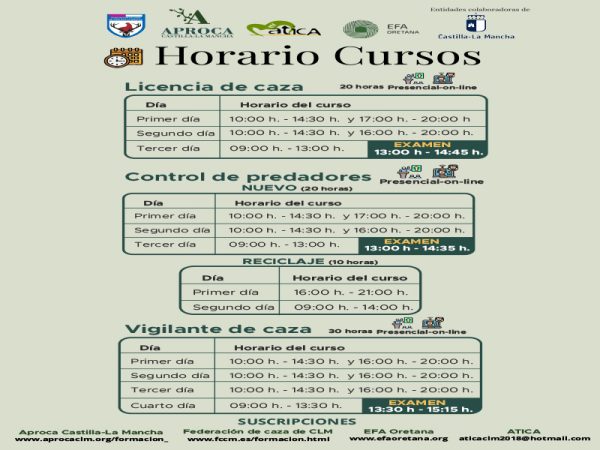 Calendario y Horario Curso