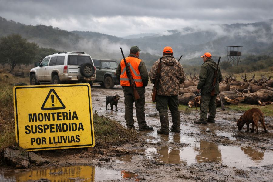 Monteria suspendida por lluvias en trfeo caza y conservación