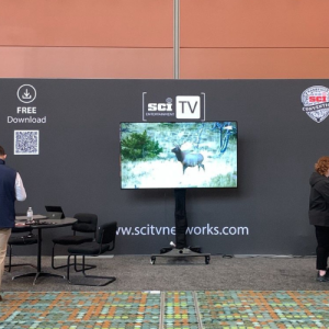 Stand de SCI TV Networks en la convención Anual de Safari Club International (SCI) 2026 en Nashville, Tennessee.