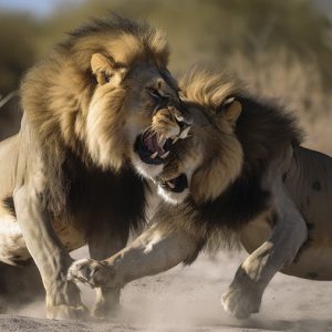 leones peleándose en revista trofeo caza