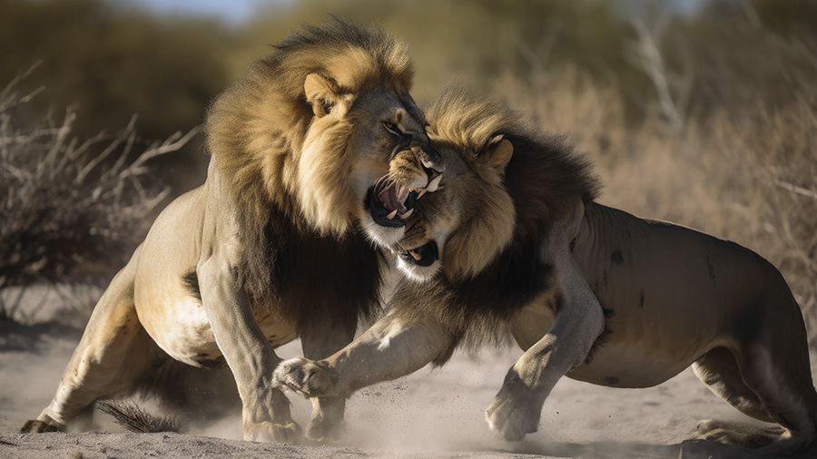 leones peleándose en revista trofeo caza